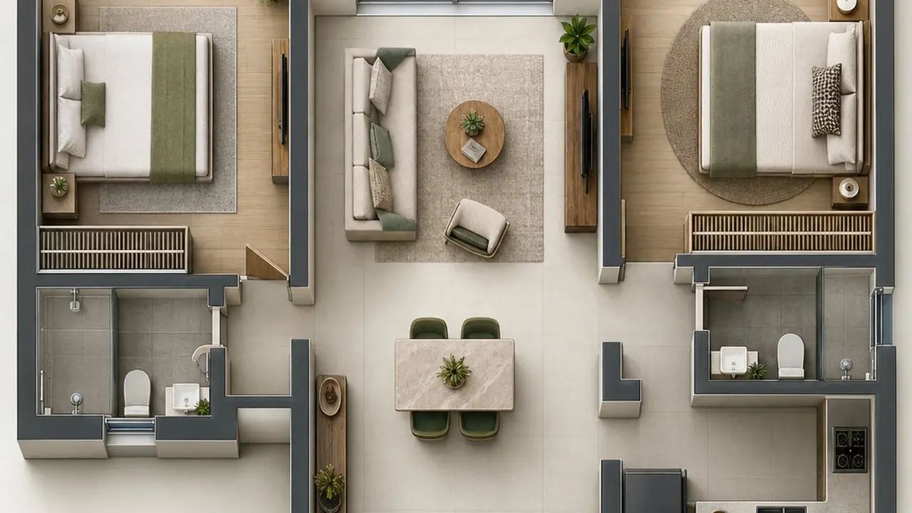2 BHK — Bedroom 3 — Brighthaven Homes